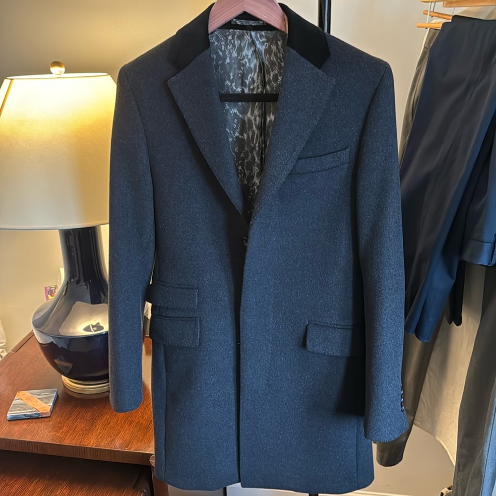 Charcoal Grey Italian Wool Coat - Gianni Feraud. Size Men S. Thick/heavyweight